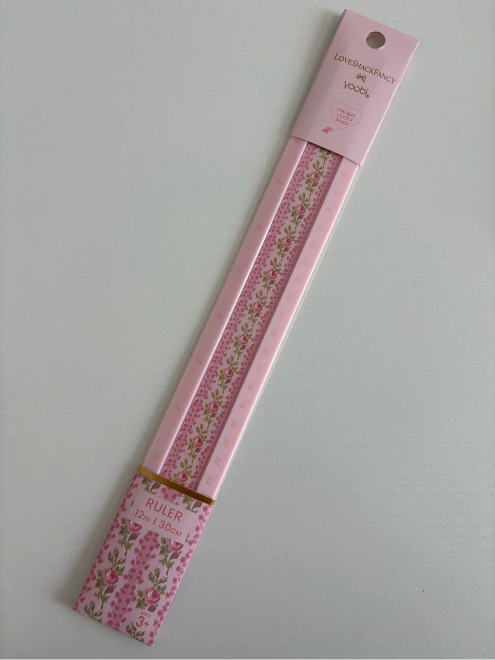 LoveShackFancy Pink Floral 12in Ruler